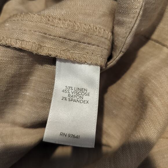 J. Jill Stretch Linen Pants Pull On High Rise Cropped Pockets - Picture 7 of 7